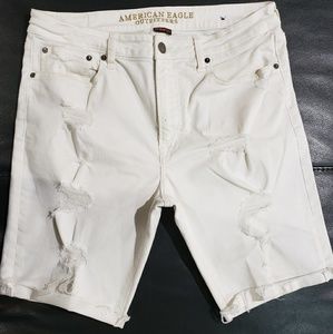 American Eagle Outfitters white distressed shorts